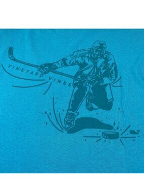 Vineyard Vines | Teal Hockey Take The Shot Long Sleeve Graphic Tee | Size Small